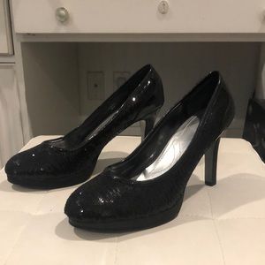 Black sequined heels